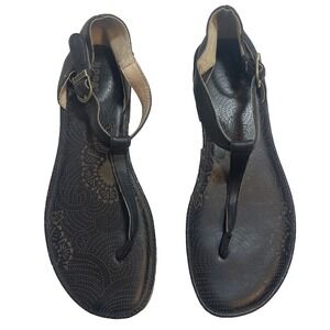 NWOB BOGS Memphis Thong Sandals Leather Boho Black Womens 9.5 EUR 40